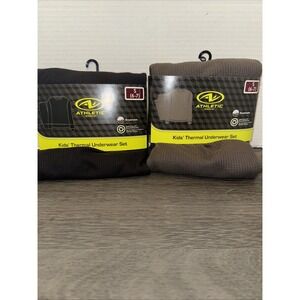 Lot Of 2 -Boys Athletic Works Size S (6/7 ) Thermal Underwear Sets Black/ Brown